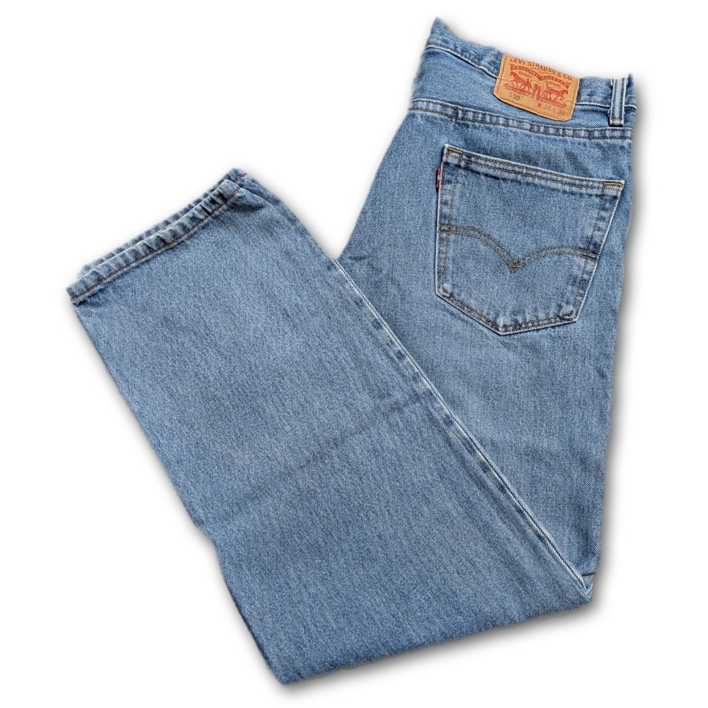 Levi's 550 Mens Jeans Blue 36x30 Relaxed Straight Denim Pockets Tapered Light